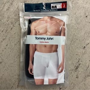 Tommy John 2 Pack Cotton Basics Boxer Briefs S Black Stretch 2012CB 9” inseam
